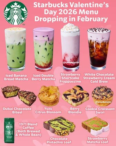 Starbucks Valentine’s menu